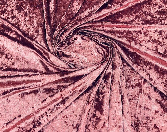 Dusty Rose Stretch Crushed Velvet Fabric Sold By The Yard - 58”/60'' Wide, Sewing, Apparel, Costume, Craft