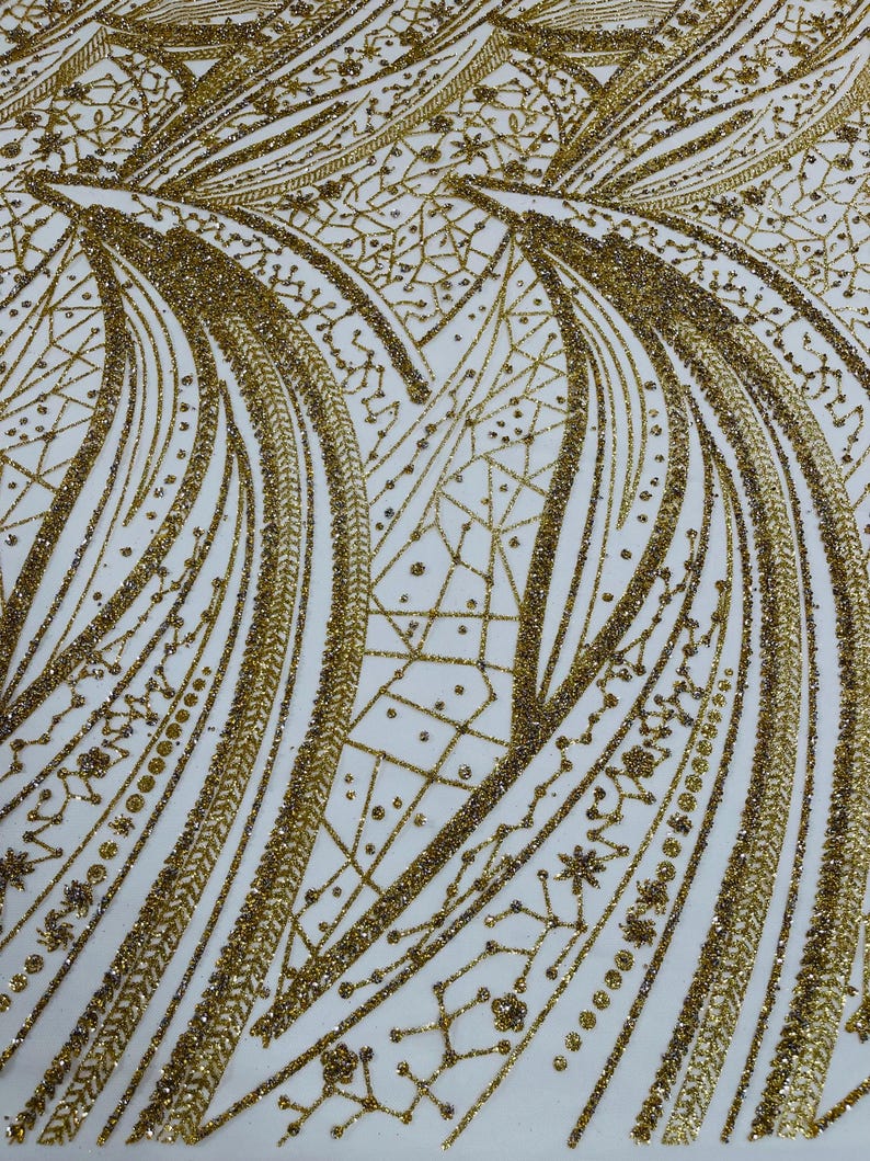 Gold Silver Rhinestones Glitter Fabric on a Mesh by the Yard | Fashion ...