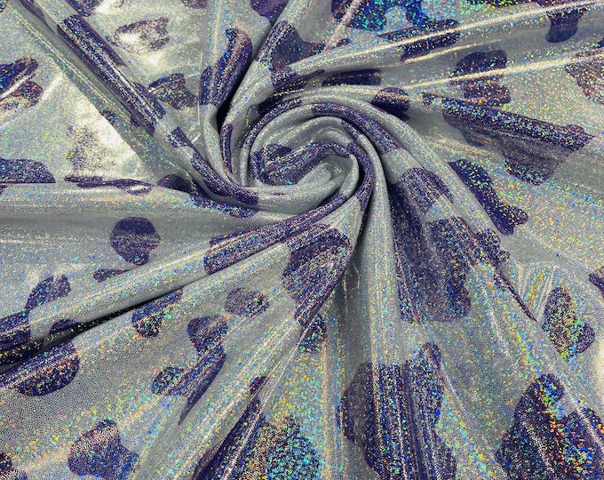 Lilac Cow Holographic Print Spandex Fabric: 4-Way Stretch, 60" Wide