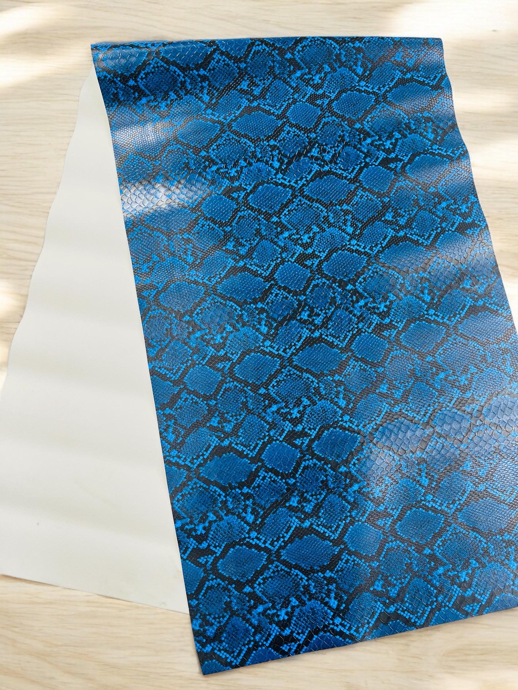 Midnight Blue Snake Skin Embossed Vinyl: Python Faux Leather Upholstery ...