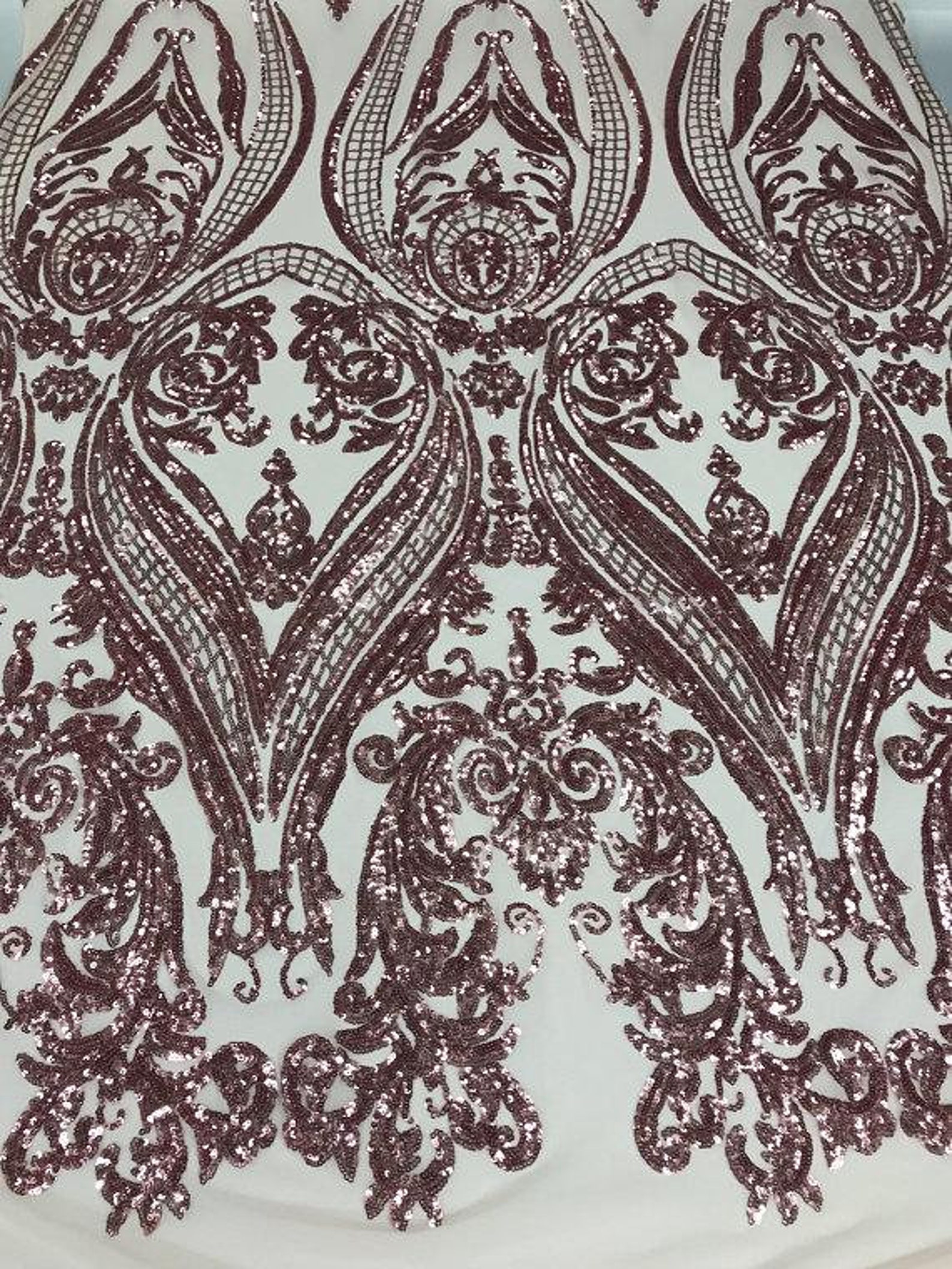 Rose Gold Sequin Damask Design 4 Way Stretch Sequin Fabric Etsy