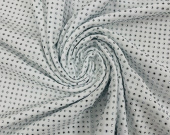 White Rhinestone Spandex Fabric: 4-Way Stretch Prom Dress Material