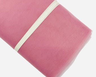 Dusty Rose Tulle Fabric Bolt: 40 Yards, Soft Polyester Diamond Netting