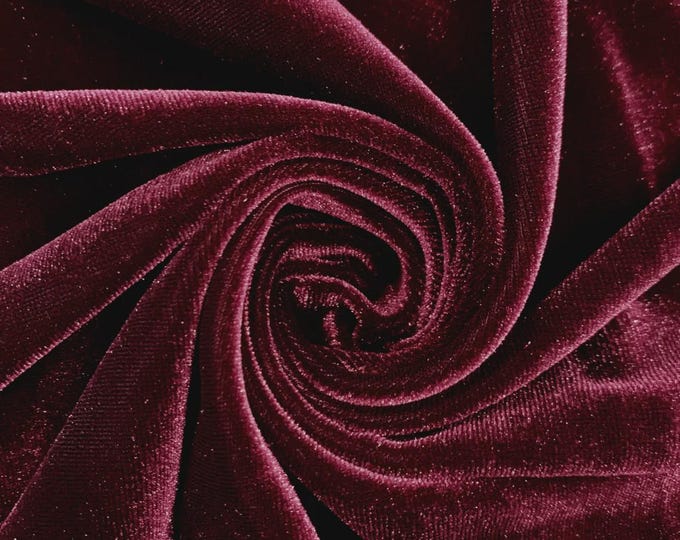 Burgundy Stretch Velvet Fabric: 60" Wide, Apparel, Costume Mia Fabrics