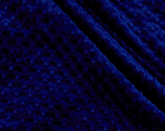 Navy Blue Minky Dimple Dot Fabric: Soft Polyester Cuddle Material