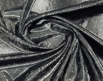 Black Snake Skin Stretch Velvet Spandex Fabric - Sold By The Yard (58"/60")