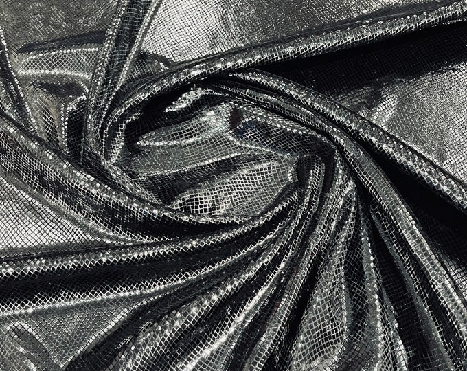 Black Snake Skin On Stretch Velvet - Sold By The Yard - 58"/60" Snake Velvet Spandex Fabric