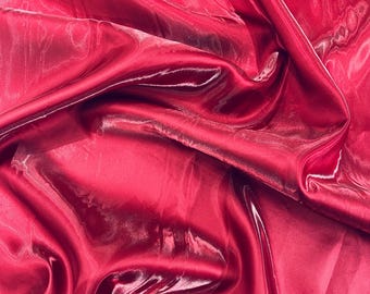 Burgundy Liquid Crystal Satin Fabric: Ultra Glossy Bridal Satin By The Yard