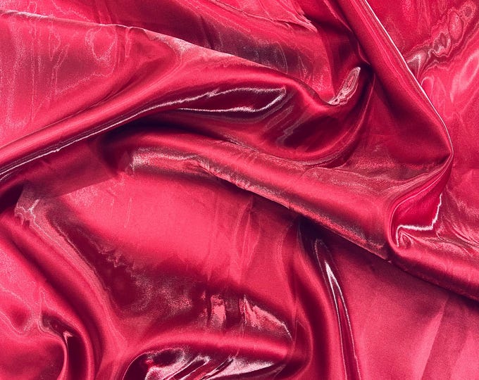 Burgundy Liquid Crystal silk satin By The Yard, Liquid Bridal Satin, Water Shine Ultra Glossy Shimmer Bridal Satin, Crystal Reflective Satin