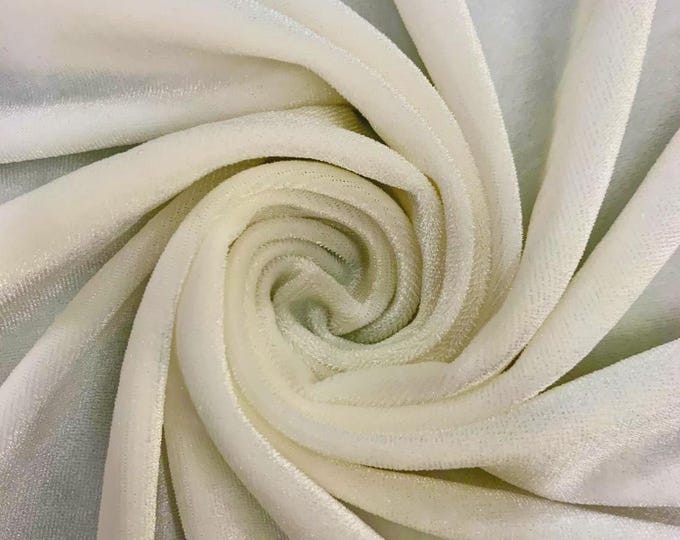 Ivory Stretch Velvet Fabric: 60" Wide, Apparel, Costume Mia Fabrics