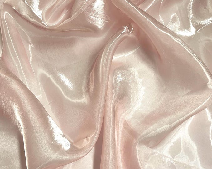 Rose Liquid Organza Fabric: Crystal Reflective Glossy Sheer Organza, 60" Wide By The Yard