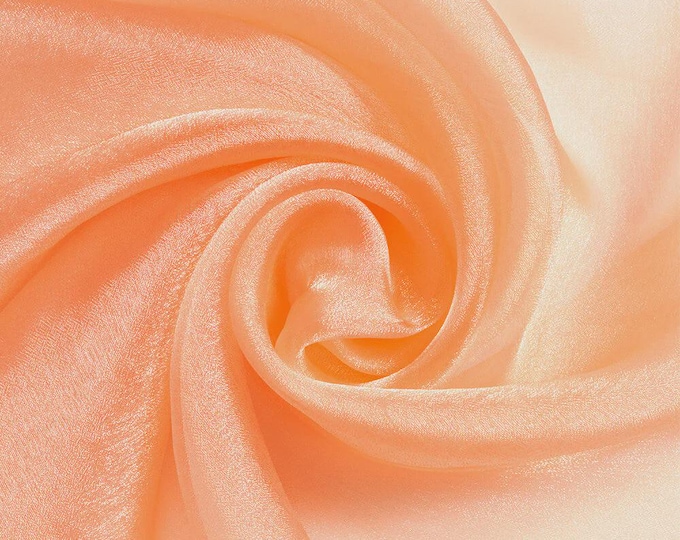 25 Yards PEACH Sparkle Crystal Sheer Organza Fabric Shiny for Fashion, Crafts, Decorations 60"