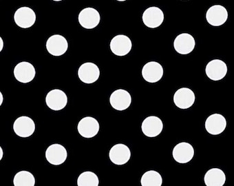 Black and White Polka Dot Poly Cotton Fabric - 58/60" Wide