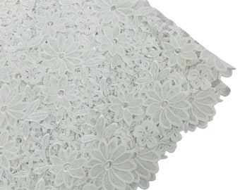 Off White Guipure Lace Fabric Flower Guipure Lace Fabric, Bridal Guipure Lace Flower Wedding Lace by the Yard, Bridal Floral