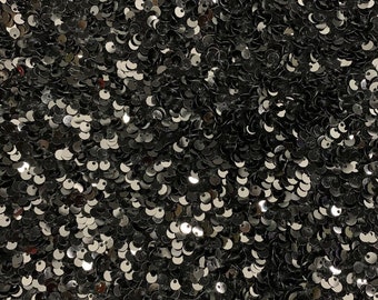 Black Sequin on Stretch Velvet With Luxury Sequins all Over 5mm Shining Sequins 2-way Stretch 58/60” (Choose The Quantity)
