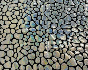 Silver Holographic Sequins Black Velvet Fabric: 2-Way Stretch (58/60" Wide) By The Yard