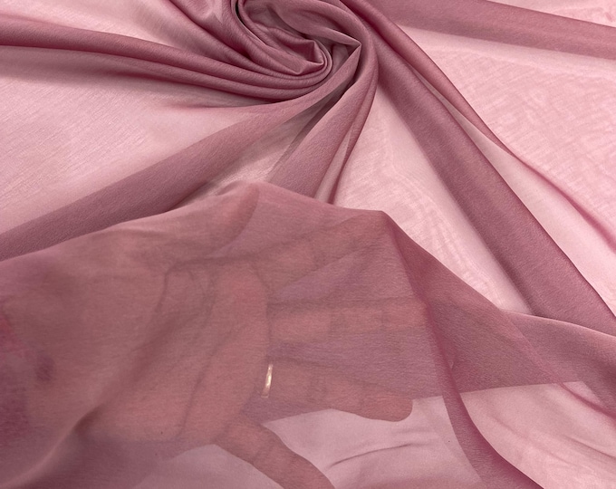 Mauve Polyester Two-Tone Chiffon Fabric by the Yard, Bridal Chiffon Fabric, Two-Tone Chiffon Fabric | Chiffon Two Tone Sheer Fabric