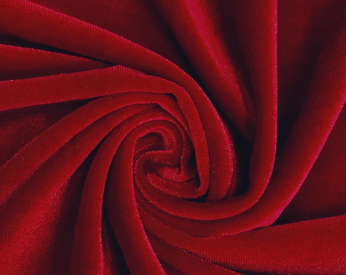 Dark Red Stretch Velvet Fabric: 60" Wide, Apparel, Costume Mia Fabrics
