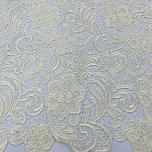 Mia Fabrics Inc, ivoor guipure kant stof bloemen bruids kant guipure trouwjurk op maat gesneden (kies een maat)