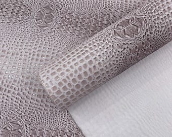 Winter Lilac Gator 3D Embossed Vinyl Fabric - By Yard Glossy Crocodile 2 Tone Faux Leather