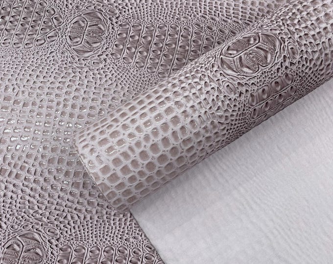 Winter Lilac Gator 3D Embossed Vinyl Fabric Faux Fake Leather Vinyl Fabric, Embossed Crocodile Fabric By The Yard Upholstery Purses Shoes