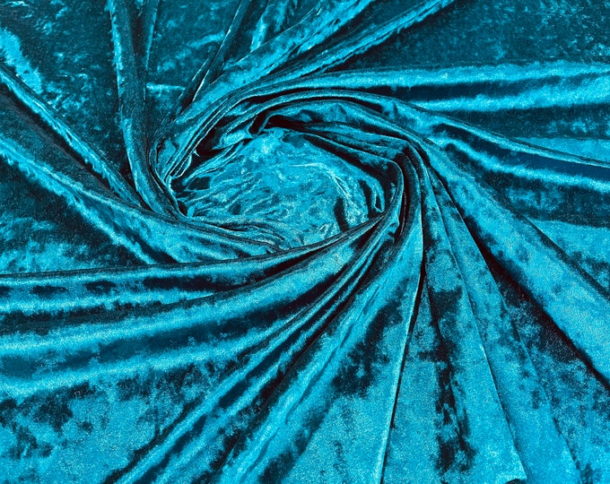 Teal Green Stretch Crushed Velvet Fabric Sold By The Yard - 58”/60'' Wide, Sewing, Apparel, Costume, Craft