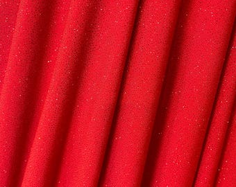 Red Glitter Spandex Fabric: 2-Way Stretch Shimmer - By The Yard