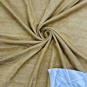 Light Gold Shimmer Fabric: 4-Way Stretch Glitter Spandex - Prom & Dance