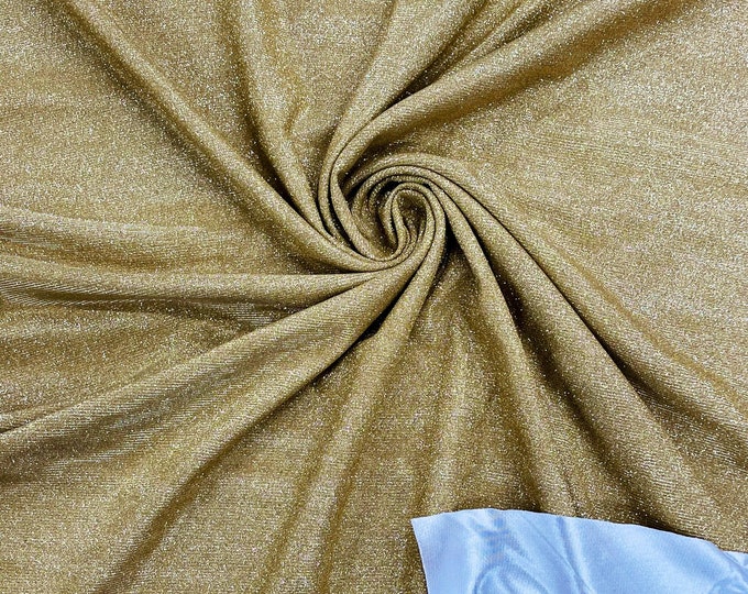 Lt Gold Shimmer Fabric by yard, Stretch Glitter Fabric | Luxury Sparkle Fabric | Glimmer | Gold Glitter Fabric for Prom-Gown-Backdrop