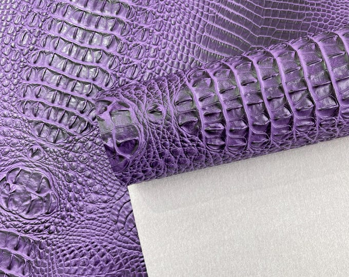 Purple Z Faux Crocodile Vinyl Leather Upholstery Fabric By Yard, Big 3D Crocodile Vinyl Fabric Faux Fake Leather Purses Shoes Wallet