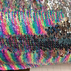 Multi-color Silver Flip up Sequins Reversible, 2-way Stretch 58/60 ...