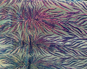 Lavender Iridescent Sequin Fabric: 4-Way Stretch Spandex Mesh, Sold By Yard