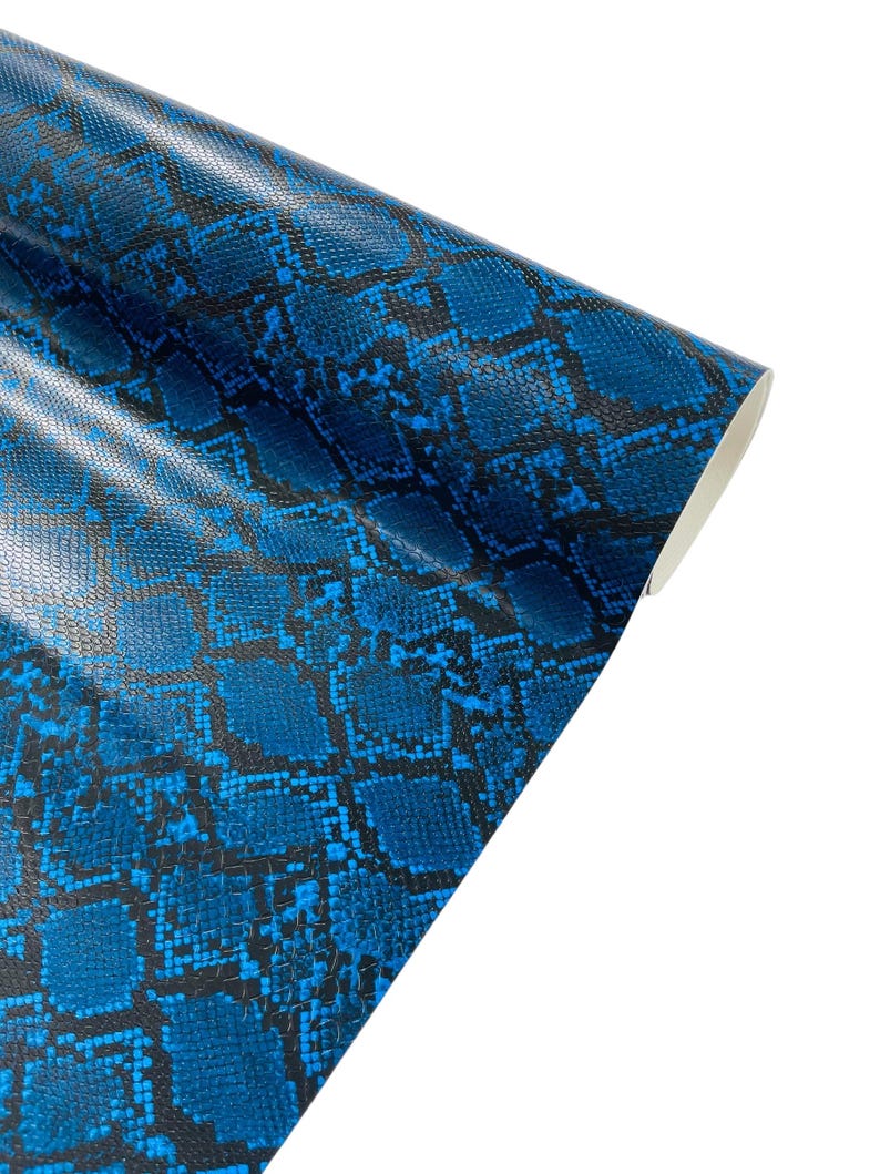 Midnight Blue Snake Skin Embossed Vinyl: Python Faux Leather Upholstery ...