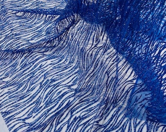 Royal Blue Glitter Mesh Fabric | Shimmer Tulle for Bridal, Prom - By The Yard