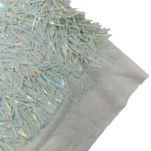Mint/Sage Iridescent Sword Shaped Sequins by the yard (Pick a Size) Costume Craft Fabric - Swords Design Iridescent Sequin Fabric
