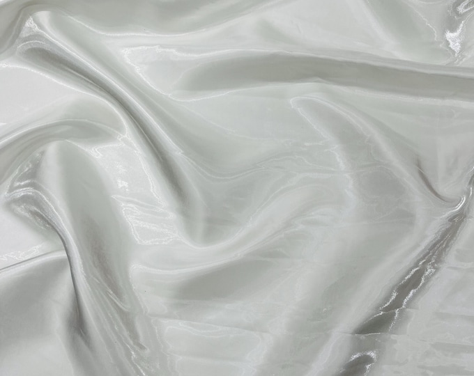 Off White Liquid Crystal Silk satin By Yard, Liquid Bridal Satin, Water Shine Ultra Glossy Shimmer Bridal Satin, Crystal Reflective Satin
