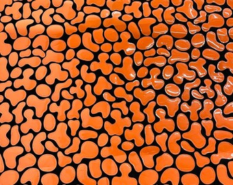 Orange Iridescent Sequins on Black Stretch Velvet Fabric - 58/60"