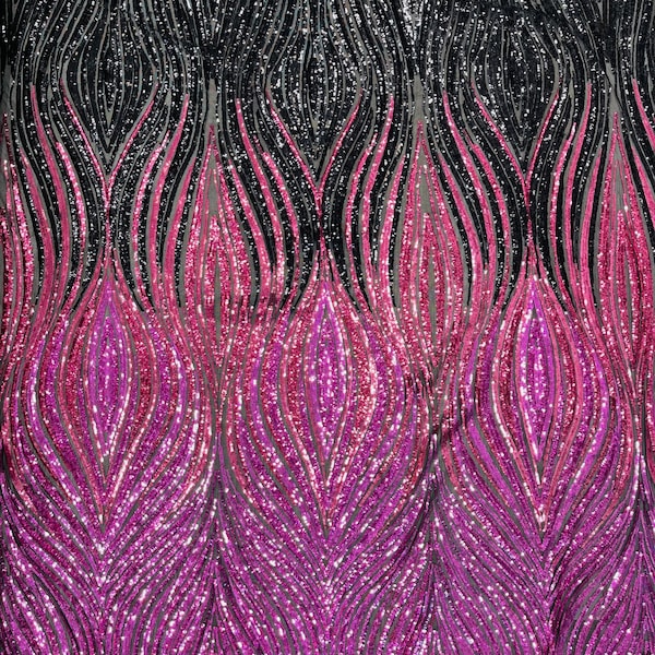 Magenta Hot Pink Feather Sequins Fabric - Sophia Design