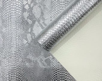 Metallic Silver Faux Viper Snake Skin Vinyl-faux Leather-3D Scales-sold Vinyl For upholstery  By The Yard