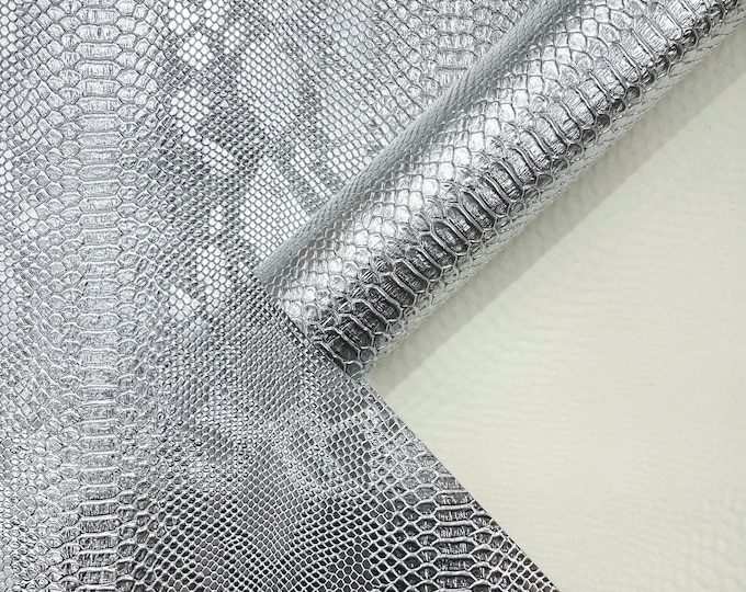 Metallic Silver Faux Viper Snake Skin Vinyl-faux Leather-3D Scales-sold Vinyl For upholstery  By The Yard