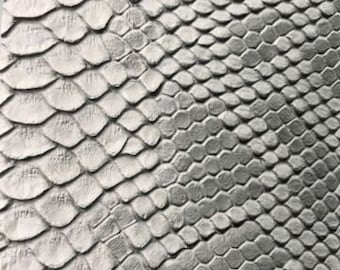 Silver Faux Viper Snake Skin Vinyl-faux Leather-3D Scales-sold Vinyl For upholstery  By The Yard