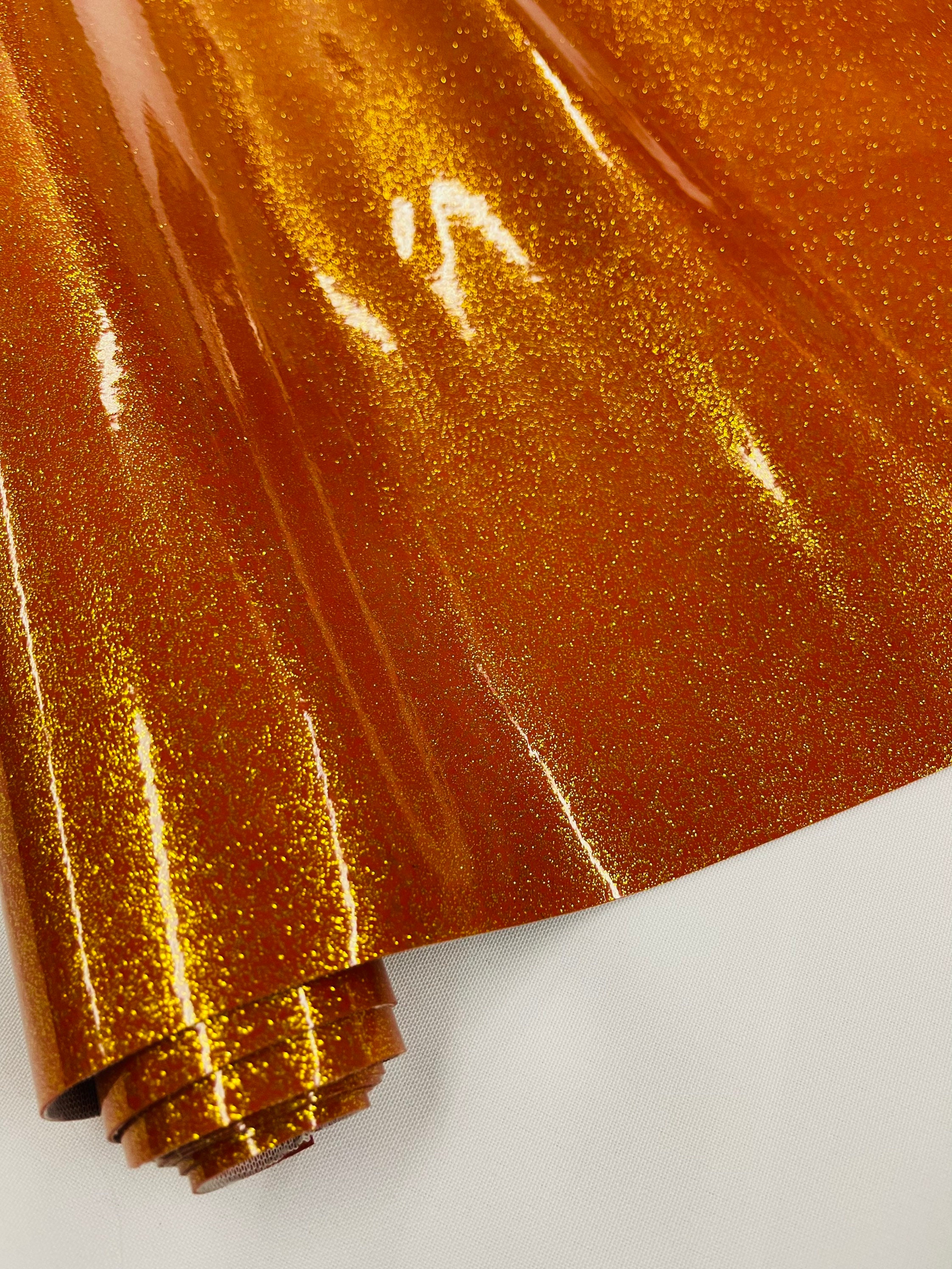 Orange Sparkle Metallic Glitter Vinyl Upholstery & Crafting Fabric –  Fashion Fabrics LLC