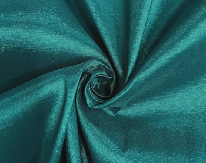 Teal Green Taffeta Stretch Fabric 2-Way Stretch, Spandex Polyester 58" Wide Sold by The Yard