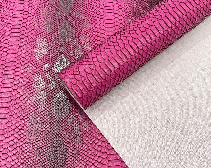 Kiss Fuchsia Faux Viper Snake Skin Vinyl-faux Leather-3D Scales-sold Vinyl For upholstery  By The Yard