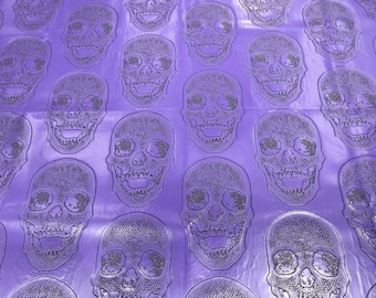 Purple Skull Vinyl Fabric: 54" Wide Upholstery Material