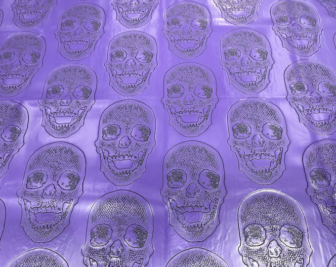 Purple Big Skull Vinyl Fabric - by yard - Skull Vinyl, Leather Upholstery 54”Wide, (Pick a Size)
