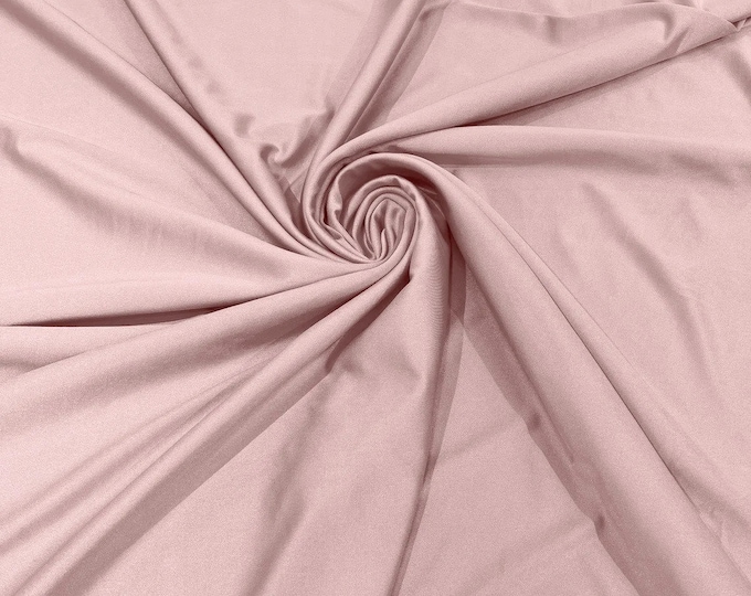 Blush Pink Shiny Milliskin Nylon Spandex Fabric 4 Way Stretch Prom-Gown-Dress, 58" Wide Sold by The Yard (Pick a Size)
