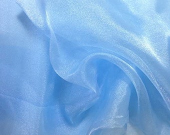 BABY BLUE Sparkle Crystal Sheer Organza Fabric Shiny for Fashion, Crafts, Decorations 60" by the Yard (Pick a Size)