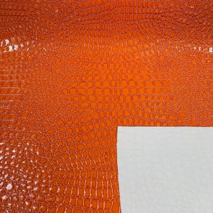Orange Vinyl Kunstleder Kunstleder Pleather Geprägt Glänzend Alligator Stoff Polsterstoff Bulk Stock