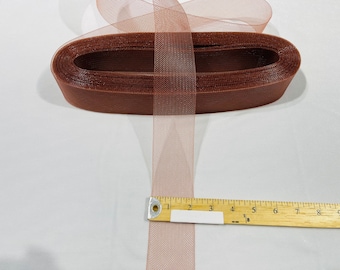 2 Inch Brown Crinoline Horsehair Braid Trim-Wedding-Bridal-Decorations-Crafts-Sold By The Yard (Pick a Size )